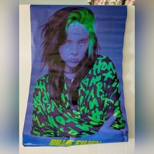 Billie Eilish Neon Green and Blue Art Poster